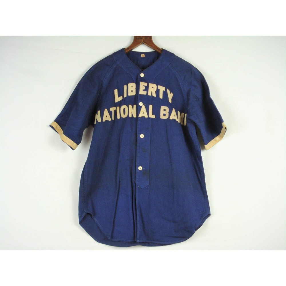 Vintage Antique 40s 50s Liberty National Bank Baseball Uniform Jersey Shirt